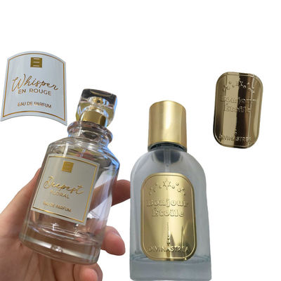 ملصق الزجاجة حسب الطلب شعار منحدر عطر الألومنيوم العلامة الملصقة الذاتية لملصقات تعبئة العطور