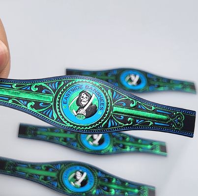 سعر جيد خاتم سيجار مخصص فاخر من مصنع المعدات الأصلية (OEM) مقاوم للماء من الفينيل مطبوع بتقنية Spot UV ونقش عالي الجودة، علامة تجارية شخصية عالية الجودة، ملصق سيجار مقاوم للماء الانترنت