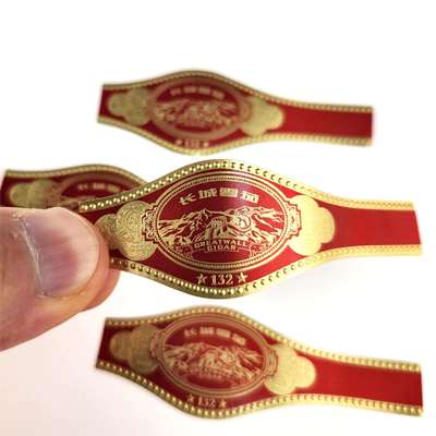 سعر جيد Custom Round Rectangular Oval Cigar Band Label with Gold Foil Stamping and Embossed Design الانترنت